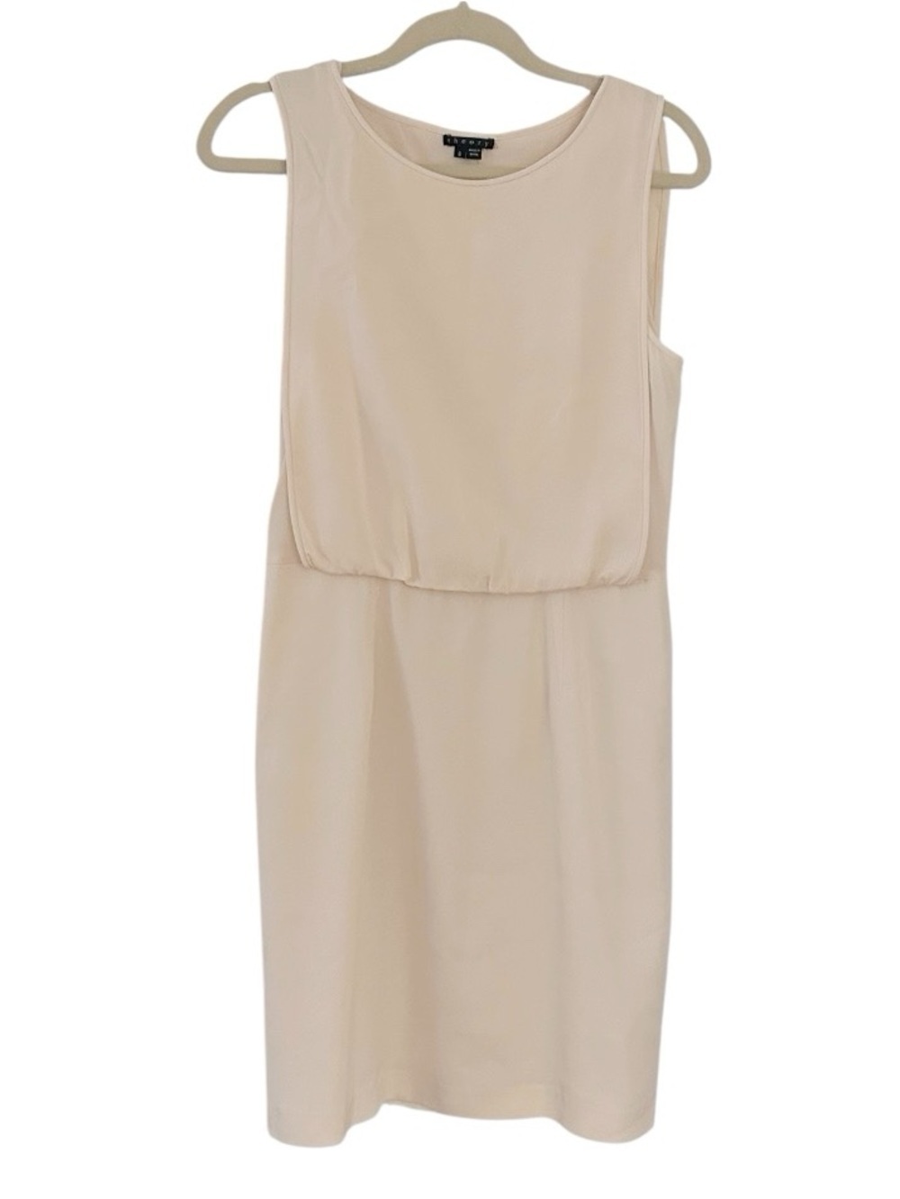 Theory Zamira Dress Size 6 Cream Silk Sheath